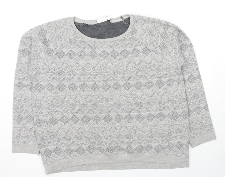 New Look Womens Grey Geometric Cotton Pullover Sweatshirt Size 14 Pullover