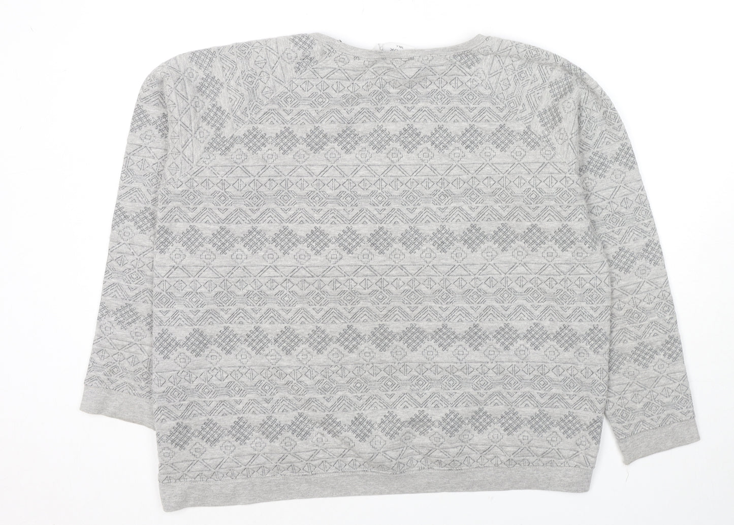 New Look Womens Grey Geometric Cotton Pullover Sweatshirt Size 14 Pullover