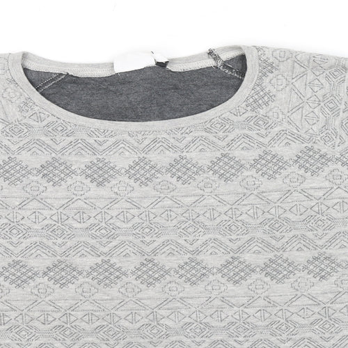 New Look Womens Grey Geometric Cotton Pullover Sweatshirt Size 14 Pullover