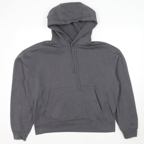 Zara Womens Grey Cotton Pullover Hoodie Size L Pullover