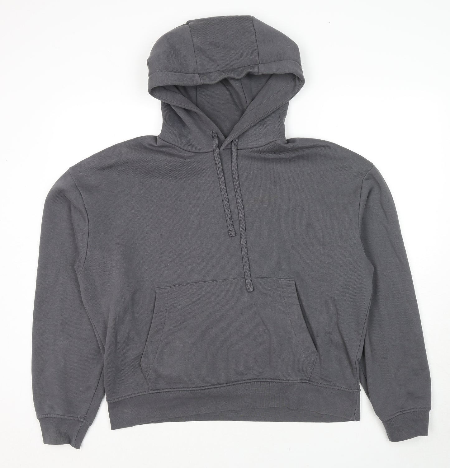 Zara Womens Grey Cotton Pullover Hoodie Size L Pullover