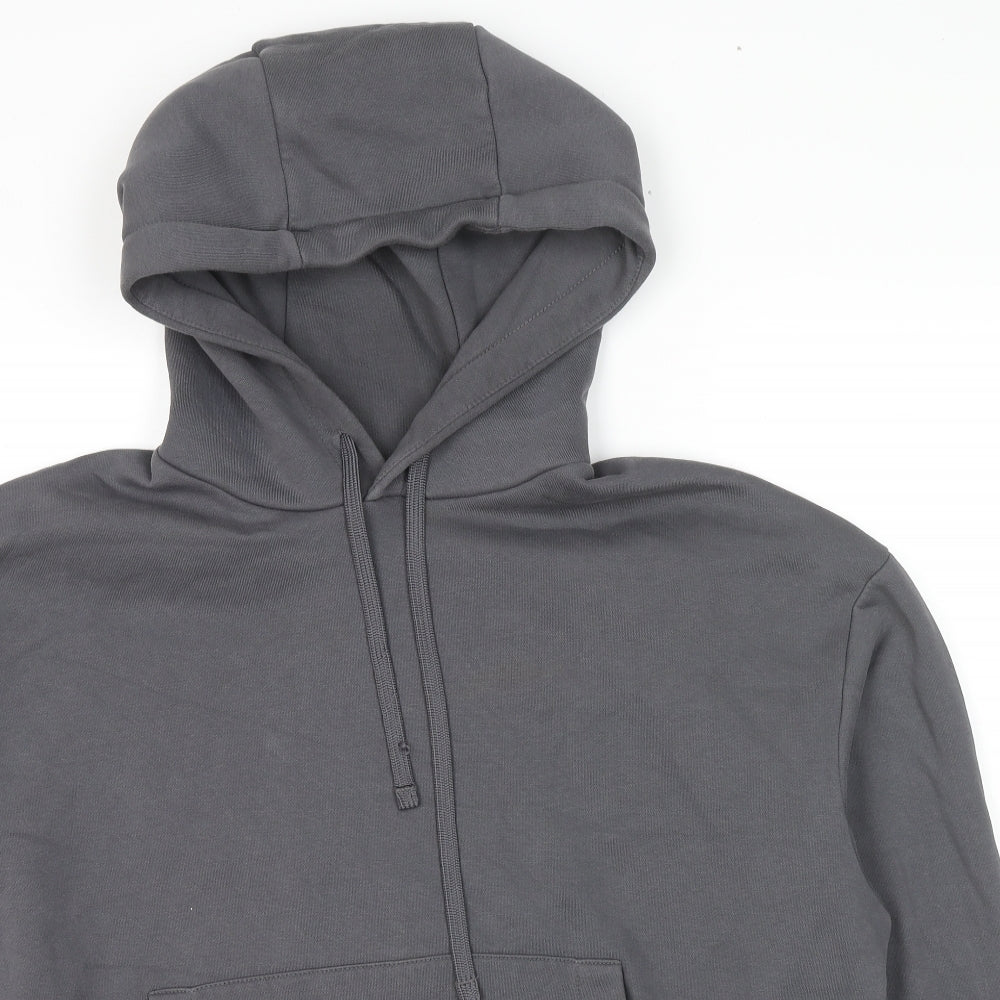 Zara Womens Grey Cotton Pullover Hoodie Size L Pullover