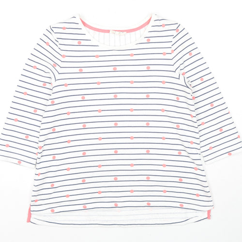 Cambridge Womens White Striped Cotton Jersey T-Shirt Size S Scoop Neck - Polka Dot