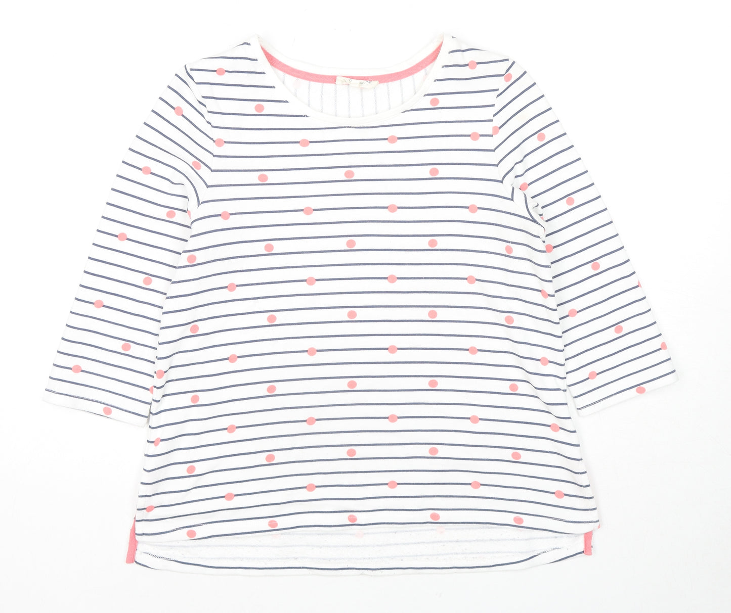 Cambridge Womens White Striped Cotton Jersey T-Shirt Size S Scoop Neck - Polka Dot