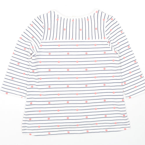 Cambridge Womens White Striped Cotton Jersey T-Shirt Size S Scoop Neck - Polka Dot