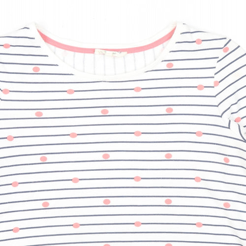 Cambridge Womens White Striped Cotton Jersey T-Shirt Size S Scoop Neck - Polka Dot