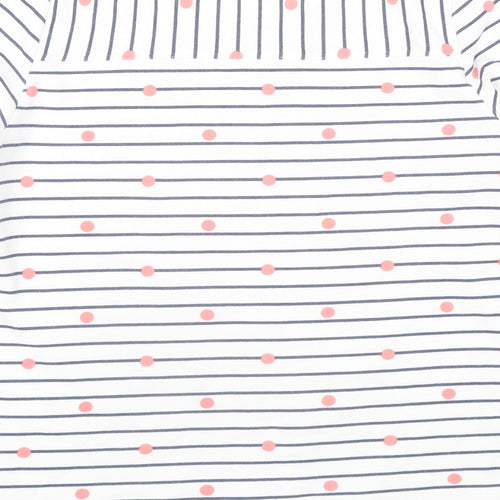 Cambridge Womens White Striped Cotton Jersey T-Shirt Size S Scoop Neck - Polka Dot