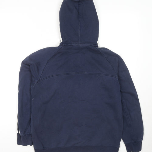 adidas Boys Blue Striped Cotton Full Zip Hoodie Size 13-14 Years Zip - Logo