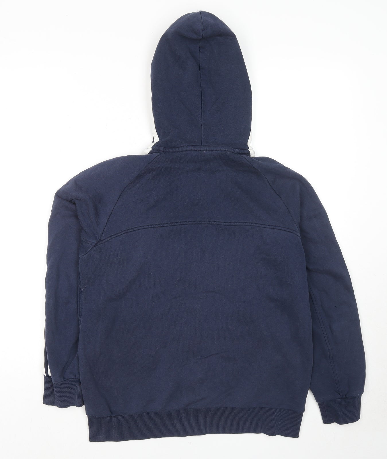adidas Boys Blue Striped Cotton Full Zip Hoodie Size 13-14 Years Zip - Logo