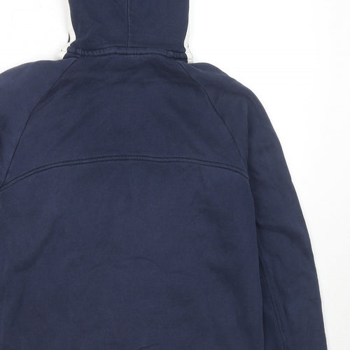 adidas Boys Blue Striped Cotton Full Zip Hoodie Size 13-14 Years Zip - Logo