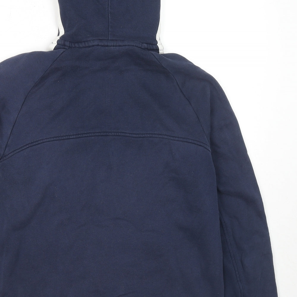 adidas Boys Blue Striped Cotton Full Zip Hoodie Size 13-14 Years Zip - Logo