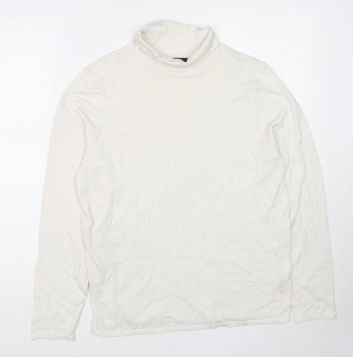 Marks and Spencer Womens White Roll Neck Cotton Pullover Jumper Size 18