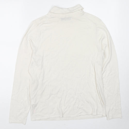 Marks and Spencer Womens White Roll Neck Cotton Pullover Jumper Size 18