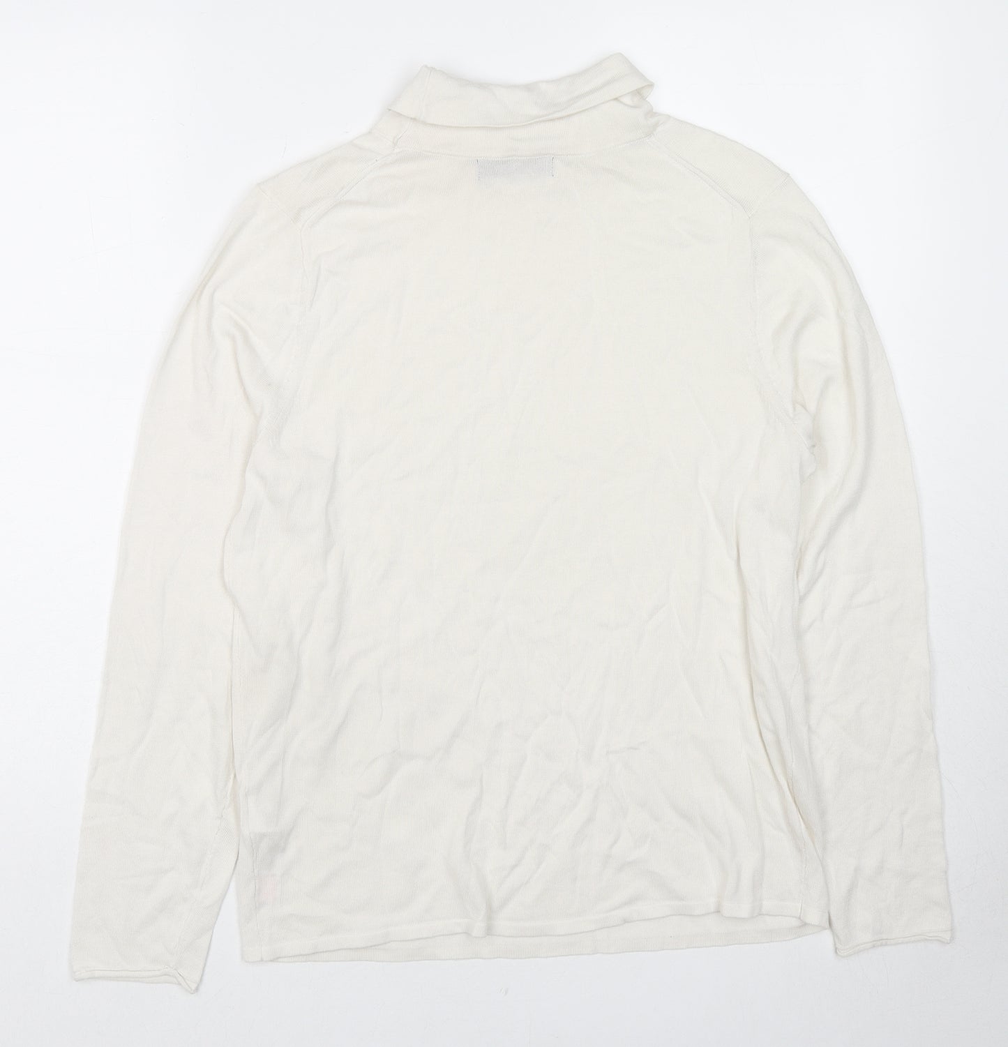 Marks and Spencer Womens White Roll Neck Cotton Pullover Jumper Size 18
