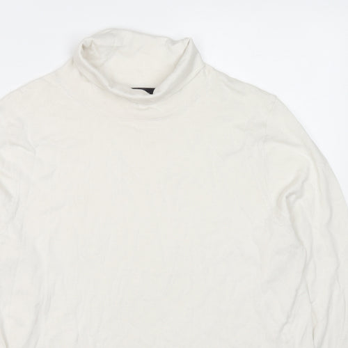 Marks and Spencer Womens White Roll Neck Cotton Pullover Jumper Size 18