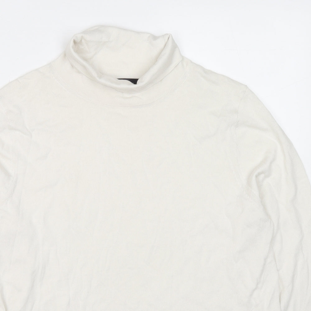 Marks and Spencer Womens White Roll Neck Cotton Pullover Jumper Size 18
