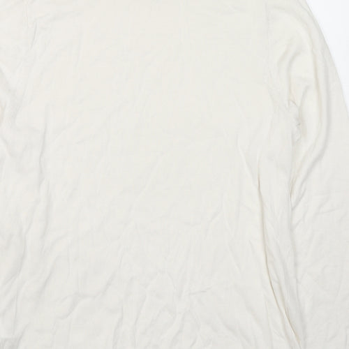 Marks and Spencer Womens White Roll Neck Cotton Pullover Jumper Size 18