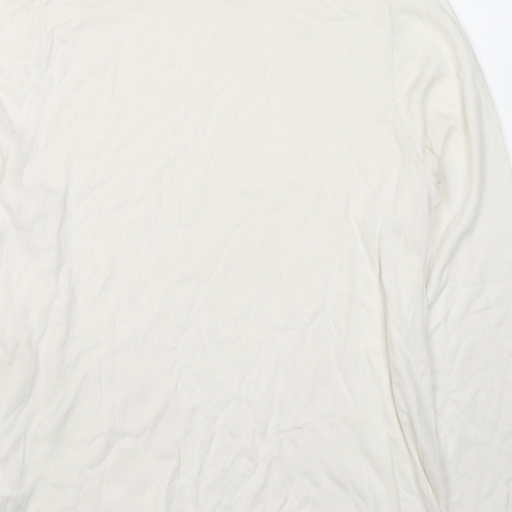 Marks and Spencer Womens White Roll Neck Cotton Pullover Jumper Size 18