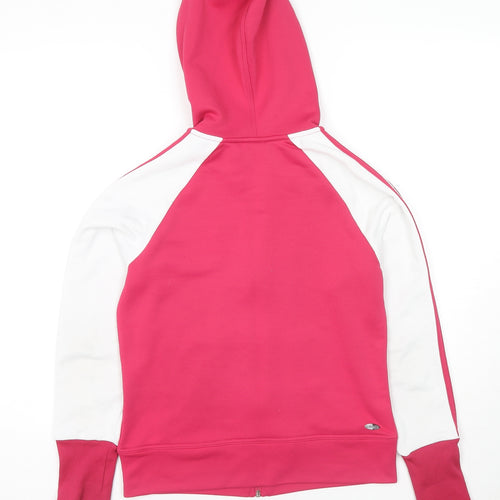 adidas Womens Pink Colourblock Polyester Full Zip Hoodie Size 12 Zip