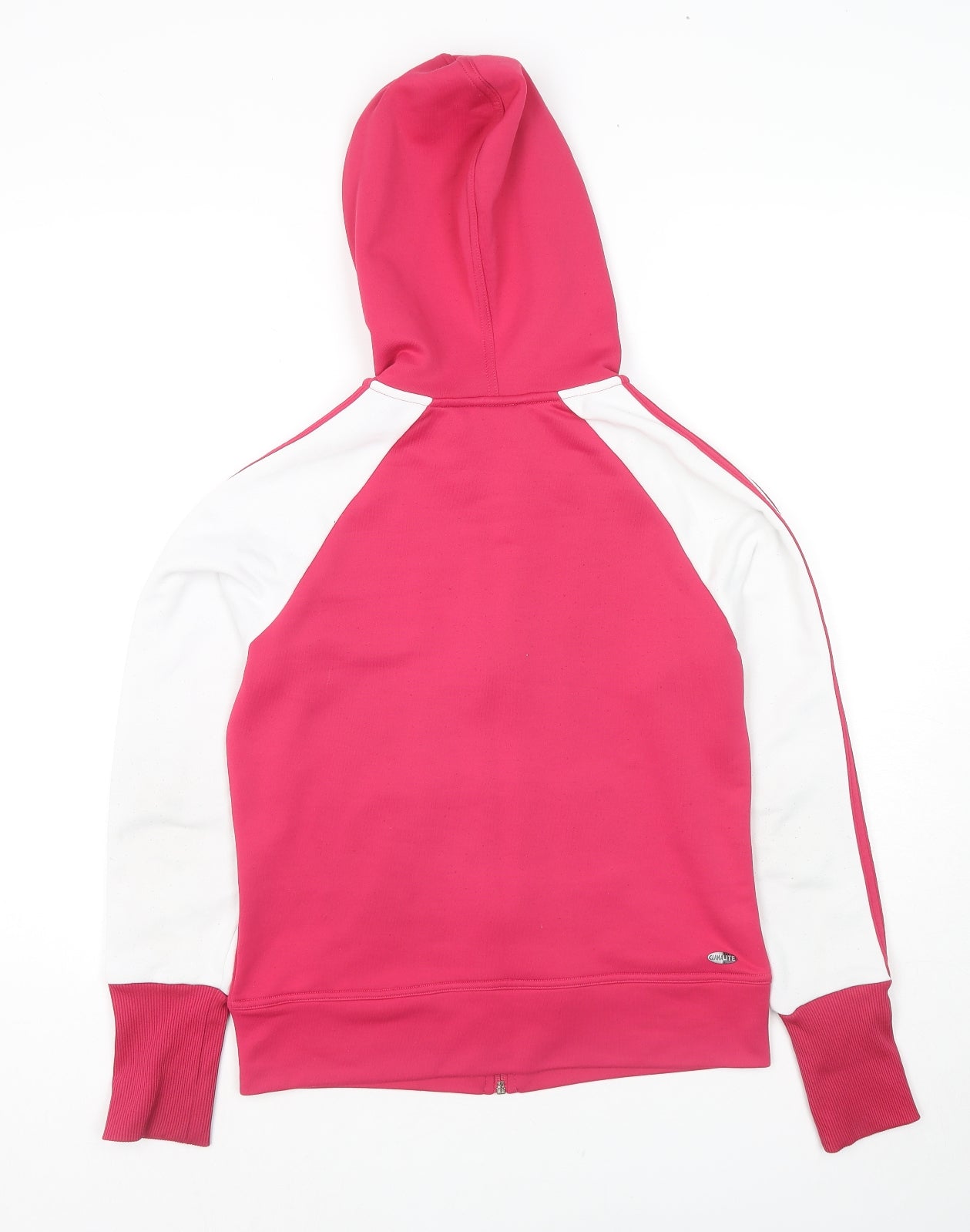 adidas Womens Pink Colourblock Polyester Full Zip Hoodie Size 12 Zip