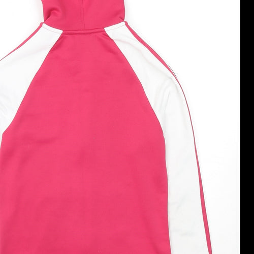 adidas Womens Pink Colourblock Polyester Full Zip Hoodie Size 12 Zip