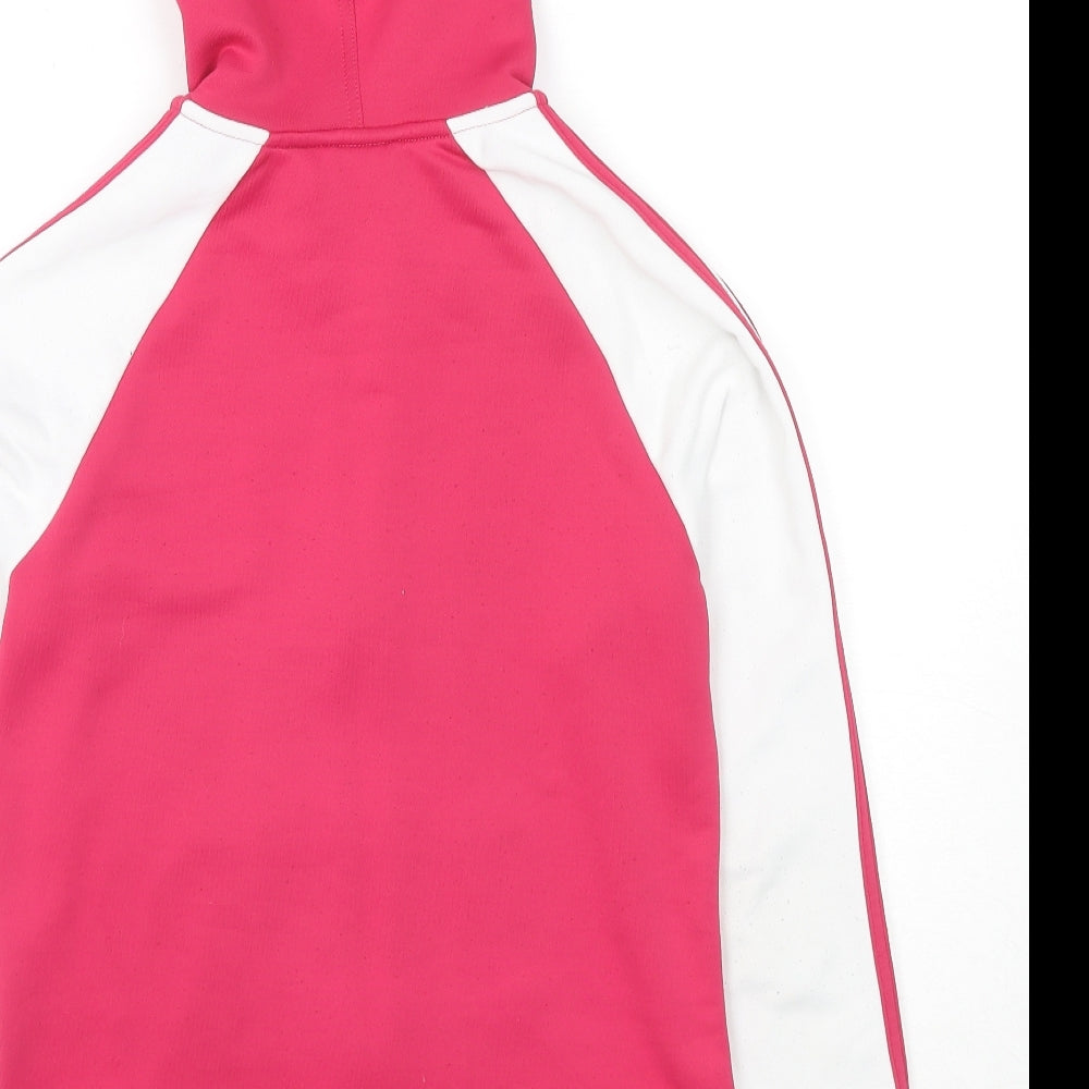 adidas Womens Pink Colourblock Polyester Full Zip Hoodie Size 12 Zip