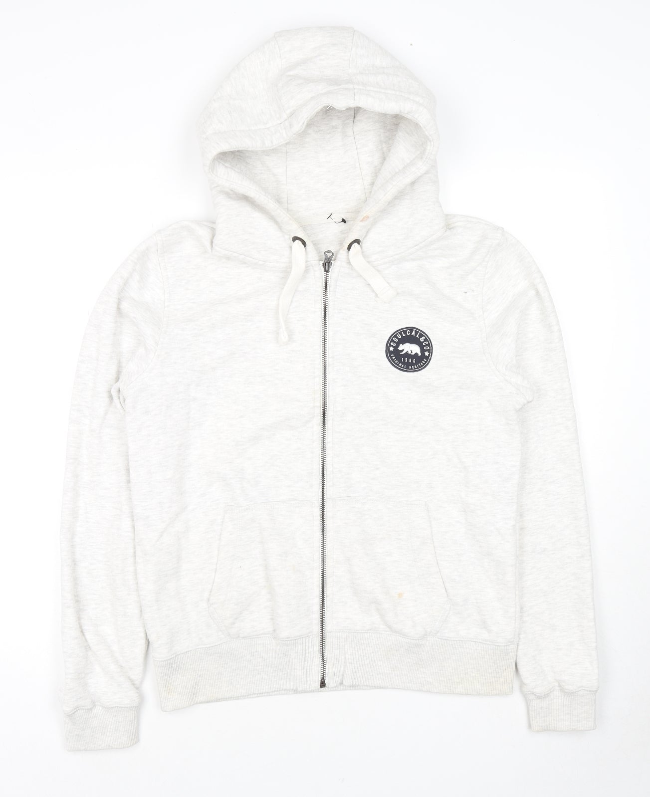 SoulCal&Co Womens Grey Cotton Full Zip Hoodie Size 14 Zip
