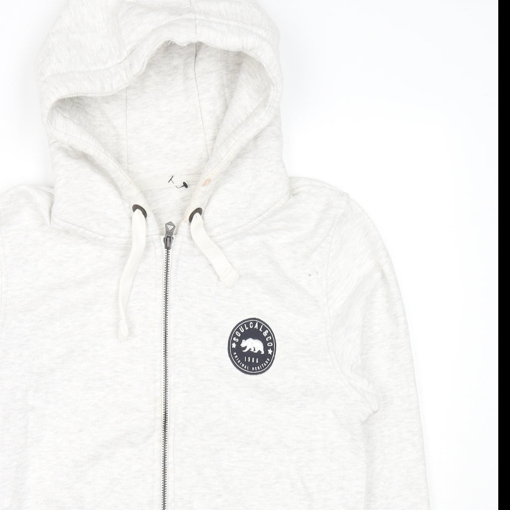 SoulCal&Co Womens Grey Cotton Full Zip Hoodie Size 14 Zip
