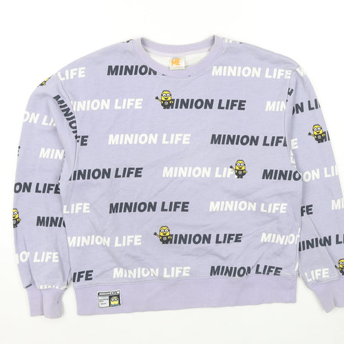 Minions Womens Purple Cotton Pullover Sweatshirt Size M Pullover - Despicable Me Minion Life