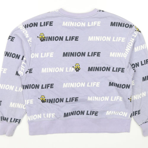 Minions Womens Purple Cotton Pullover Sweatshirt Size M Pullover - Despicable Me Minion Life