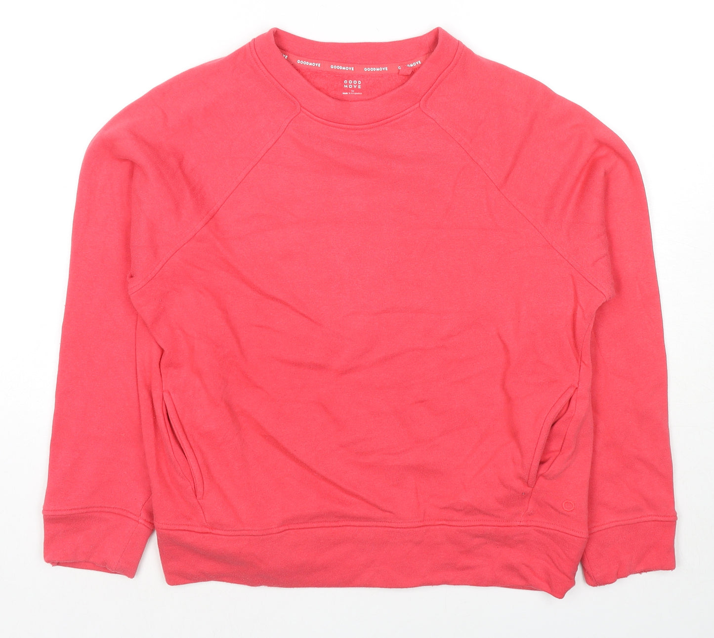 GOODMOVE Womens Pink Cotton Pullover Sweatshirt Size 10 Pullover - Pockets
