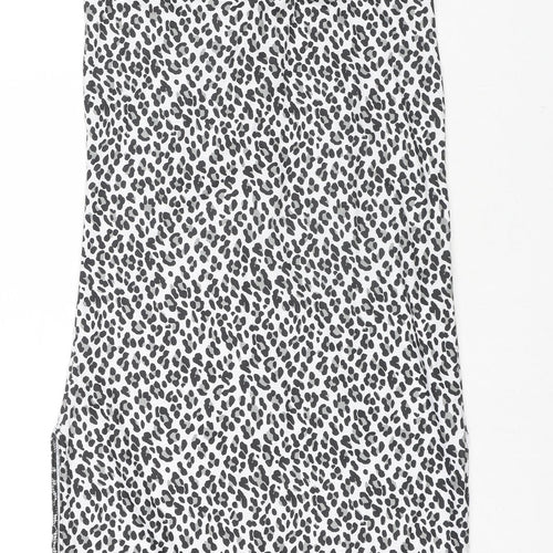 Boohoo Womens Multicoloured Animal Print Cotton Tank Dress Size 10 V-Neck Pullover - Side Slit(s)