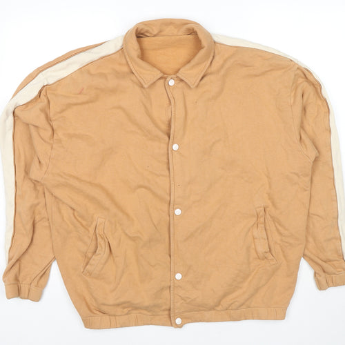 ASOS Mens Beige Varsity Jacket Jacket Size L Snap