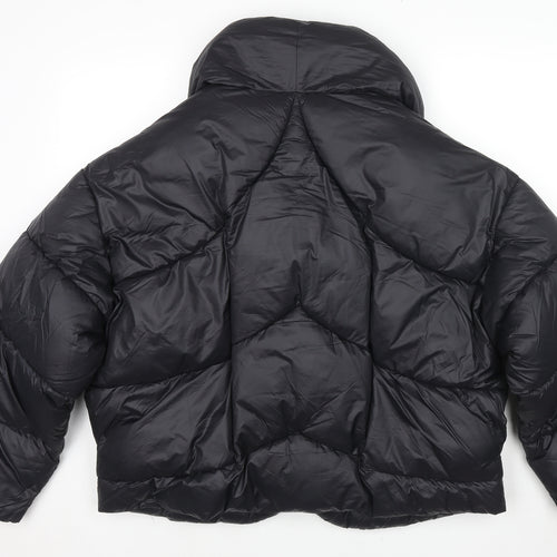 River Island Womens Black Puffer Jacket Coat Size 10 Snap