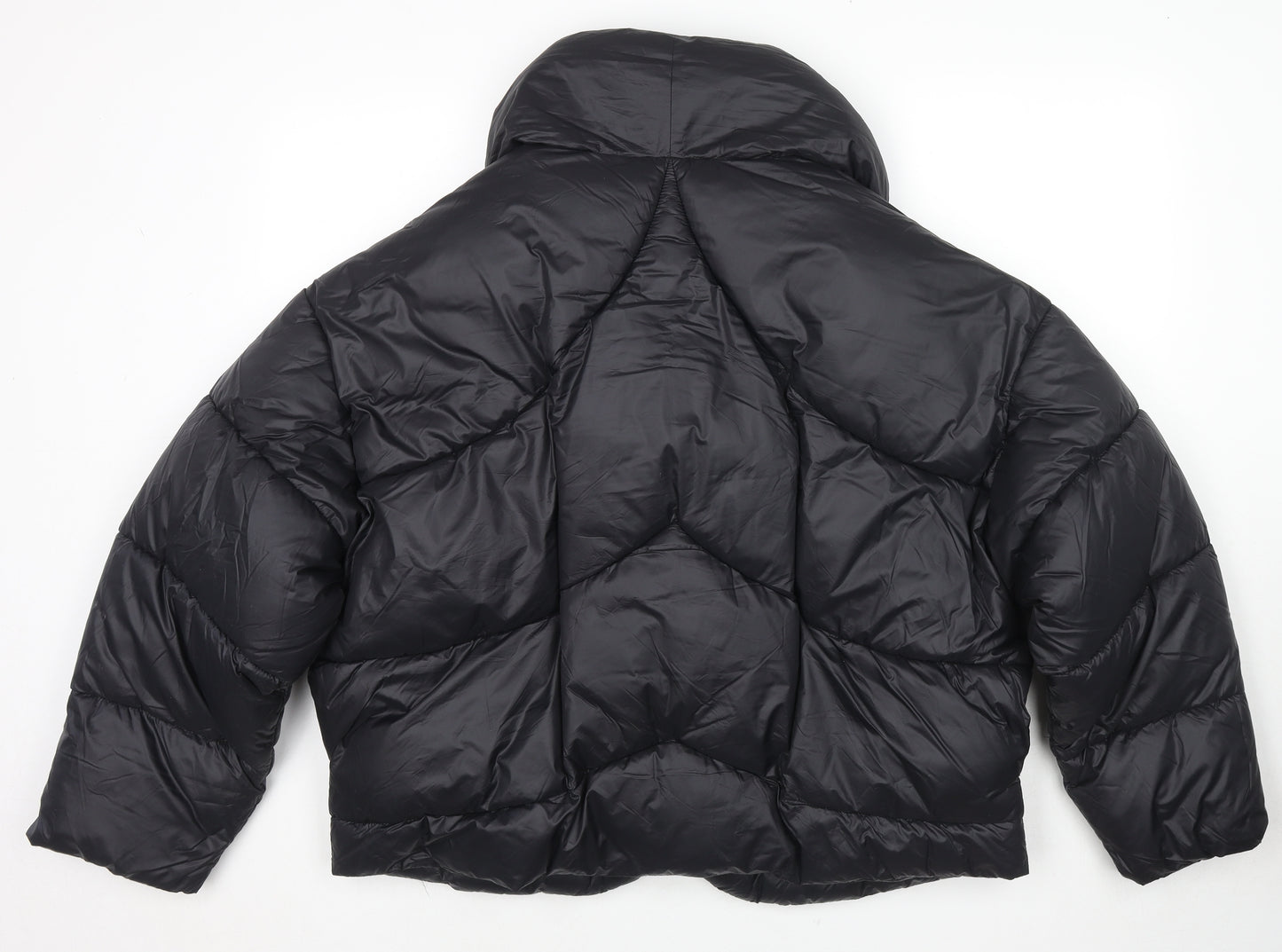 River Island Womens Black Puffer Jacket Coat Size 10 Snap