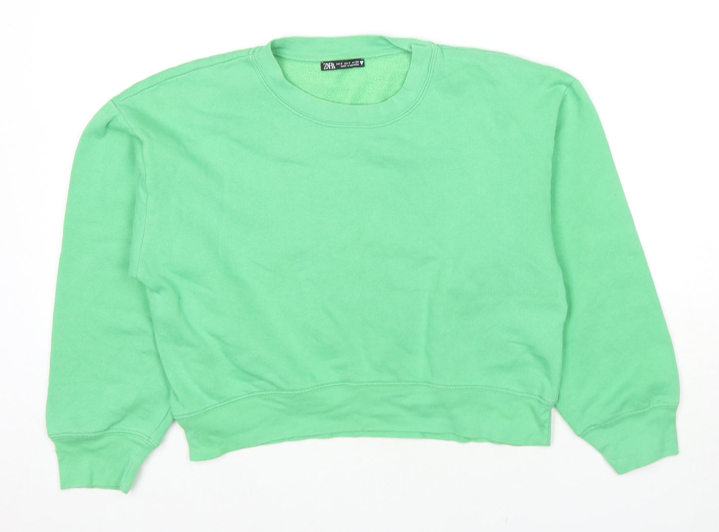 Zara Womens Green Cotton Pullover Hoodie Size S Pullover