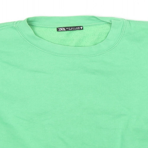Zara Womens Green Cotton Pullover Hoodie Size S Pullover