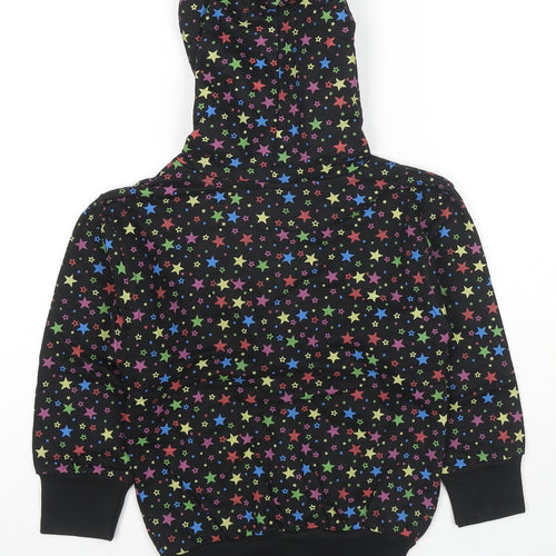 Bubble Girls Black Geometric Cotton Full Zip Hoodie Size 4 Years Zip - Stars