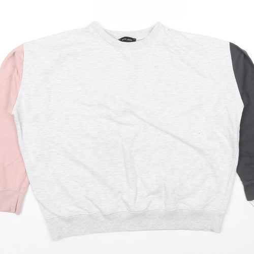 New Look Womens Grey Colourblock Cotton Pullover Sweatshirt Size S Pullover