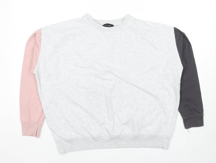 New Look Womens Grey Colourblock Cotton Pullover Sweatshirt Size S Pullover