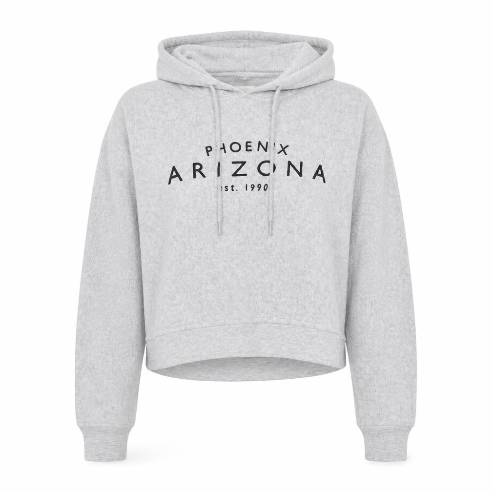 Front view of Topshop women’s grey polyester pullover hoodie, size UK 8, pullover - arizona