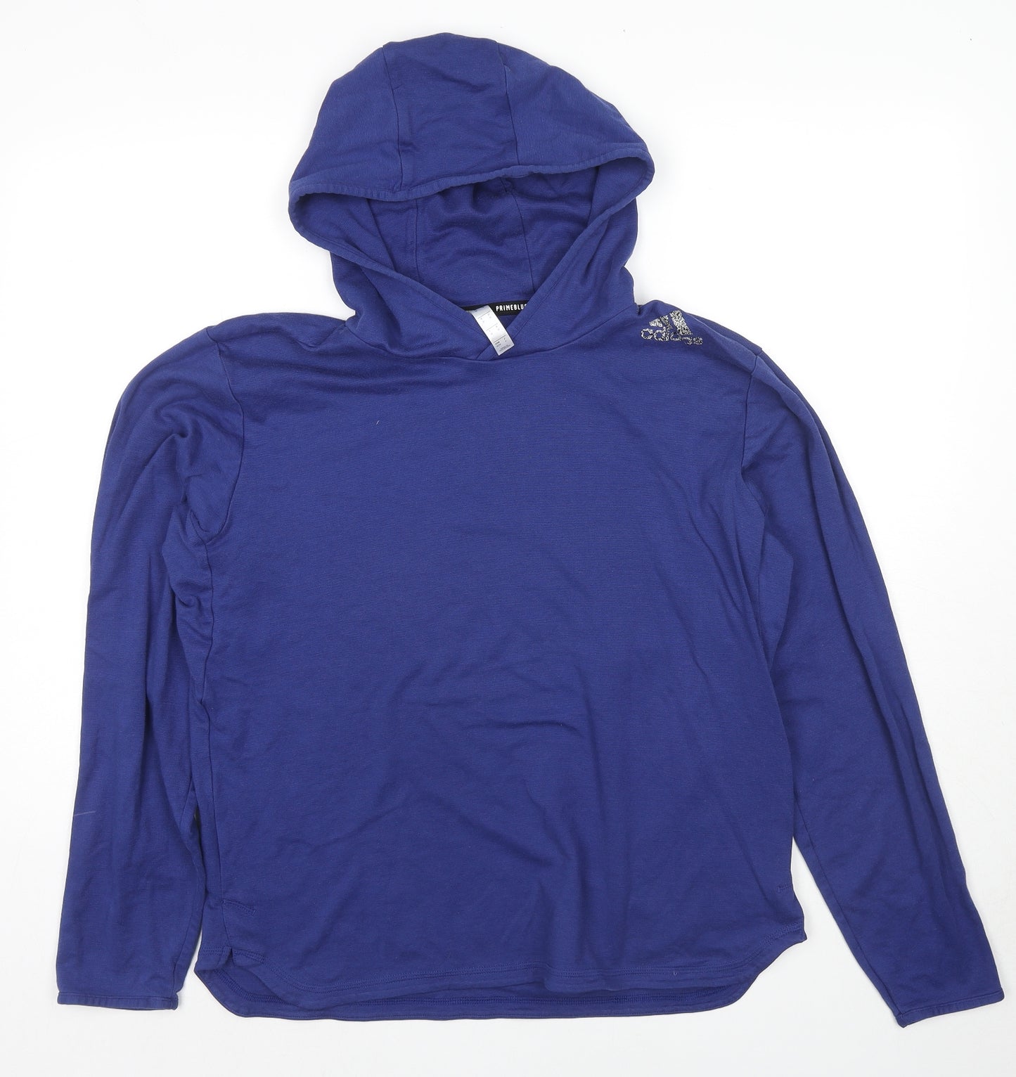 adidas Mens Blue Cotton Pullover Hoodie Size M - Logo
