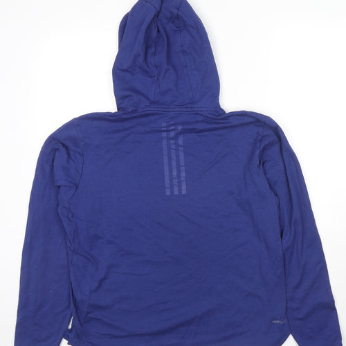 adidas Mens Blue Cotton Pullover Hoodie Size M - Logo