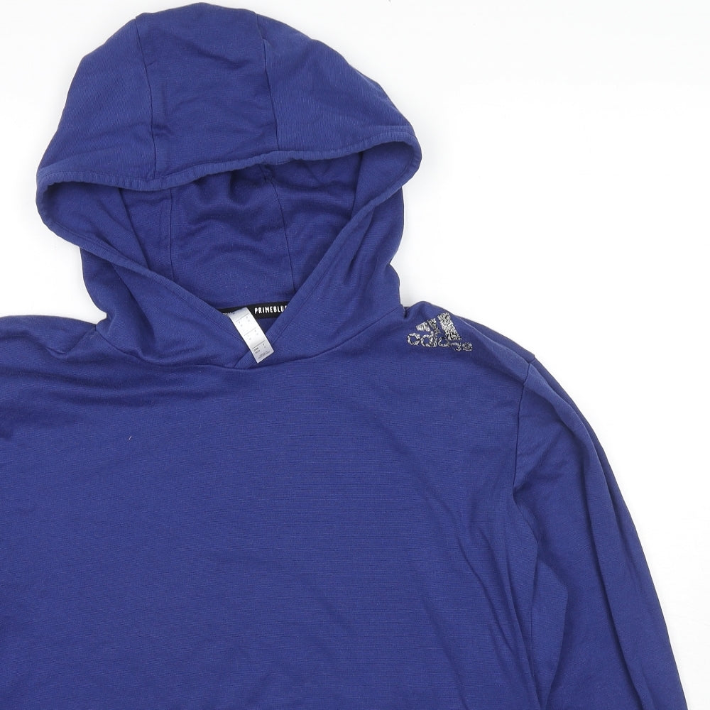 adidas Mens Blue Cotton Pullover Hoodie Size M - Logo