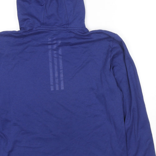 adidas Mens Blue Cotton Pullover Hoodie Size M - Logo