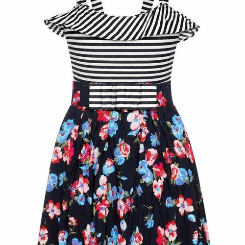 Zara Womens Multicoloured Striped Viscose Tank Dress Size S Square Neck Pullover - Flowers