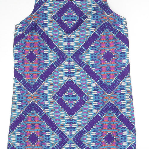 New Look Womens Multicoloured Geometric Polyester Basic Tank Size 12 Square Neck