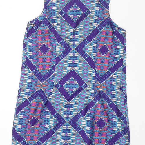 New Look Womens Multicoloured Geometric Polyester Basic Tank Size 12 Square Neck