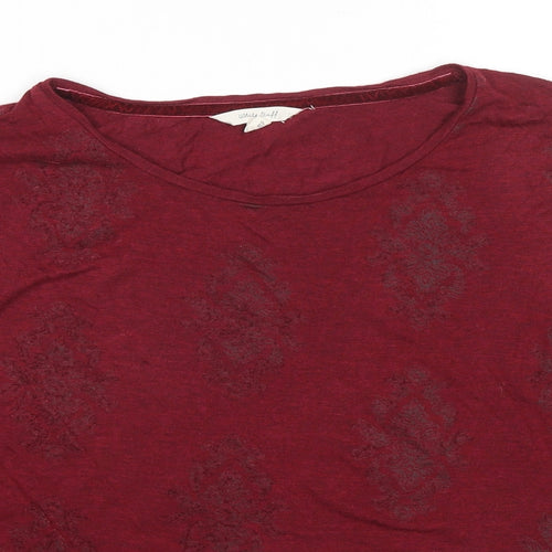 White Stuff Womens Red Floral Viscose Basic Blouse Size 16 Round Neck