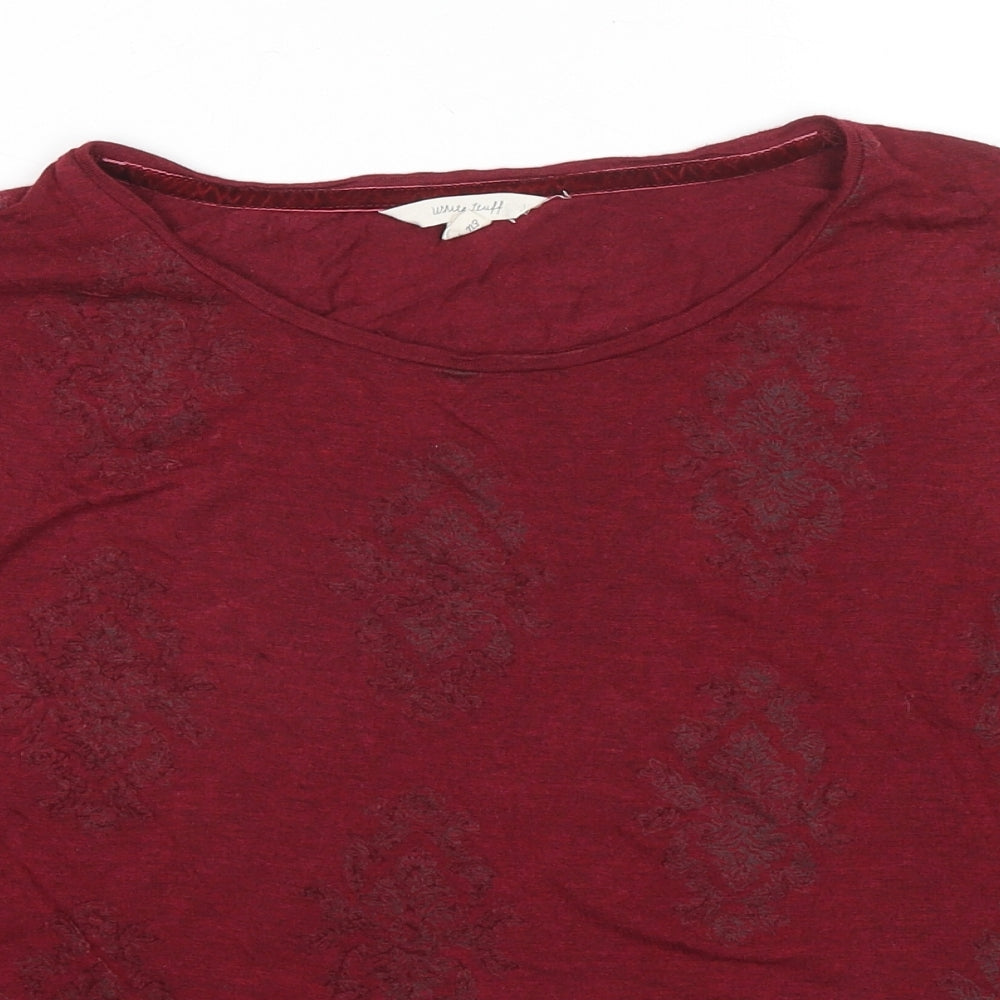 White Stuff Womens Red Floral Viscose Basic Blouse Size 16 Round Neck